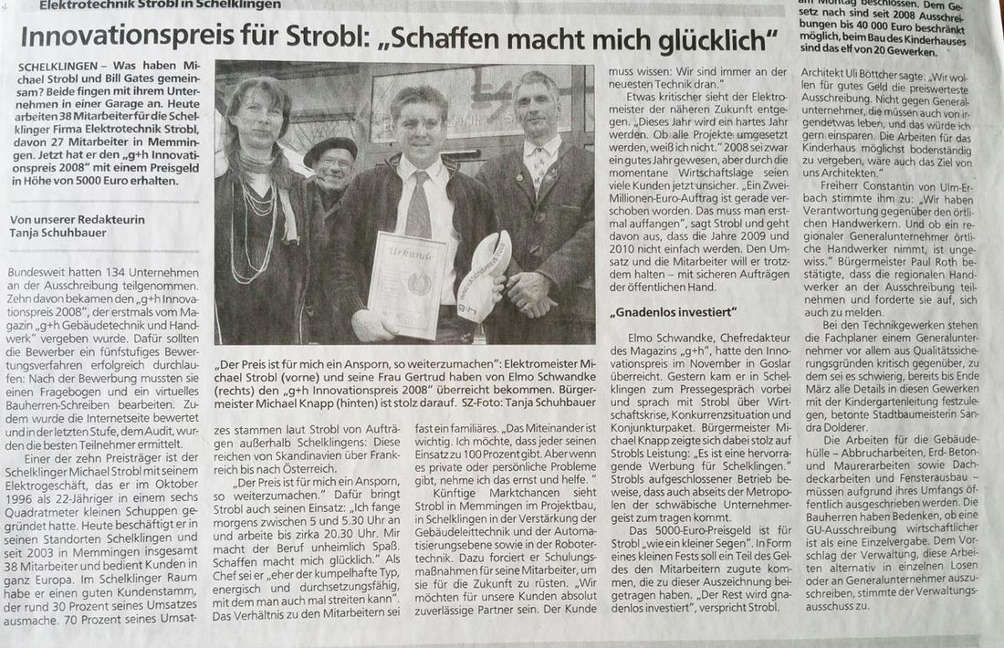 Elektrotechnik Strobl - Innovationspreis: „Schaffen macht glücklich“