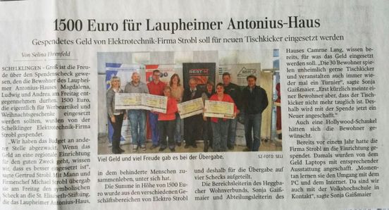 Elektrotechnik Strobl - Schwäbische Zeitung 12.12.2015