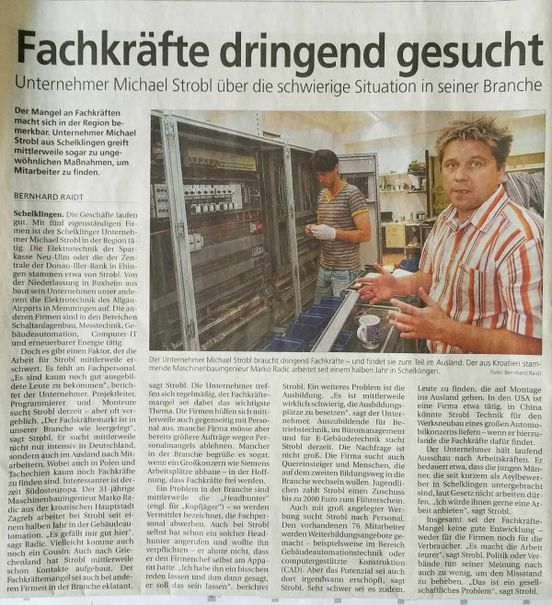 Elektrotechnik Strobl - Ehinger Tagblatt 01.07.2015