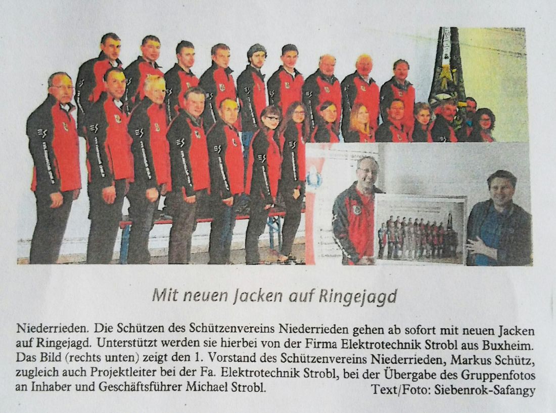 Elektrotechnik Strobl - Sponsoring des Schützenvereins Niederrieden